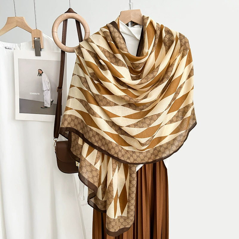 Cotton Feel Chain Print Scarf view 2
