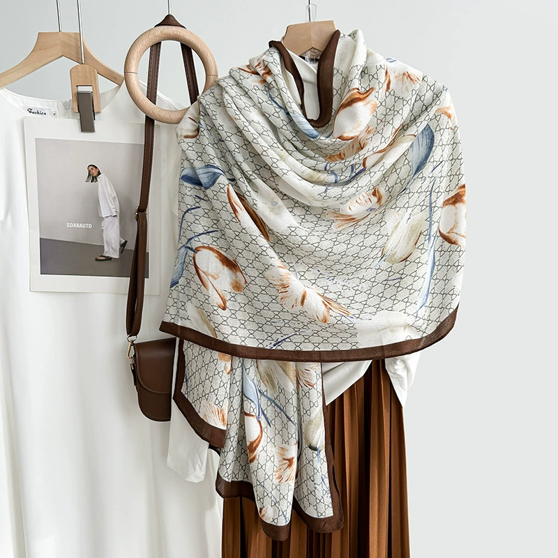 Cotton Feel Print Long Scarf