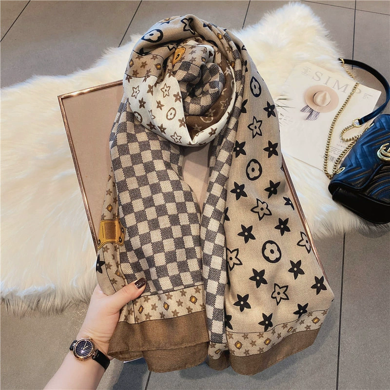Plaid Faux Cashmere Scarf for Women