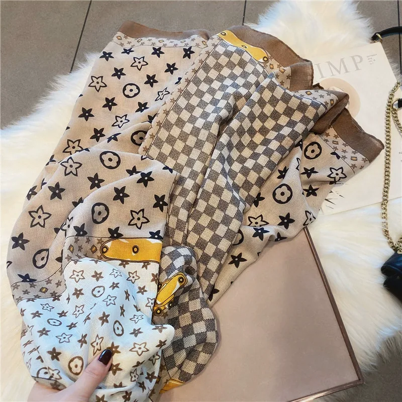 Plaid Faux Cashmere Scarf for Women view 3
