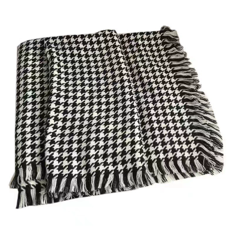 Houndstooth Knit Scarf for Women view 5