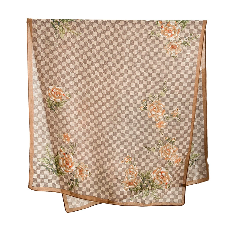 Foulard mélange coton-lin à couleur contrastée view 5