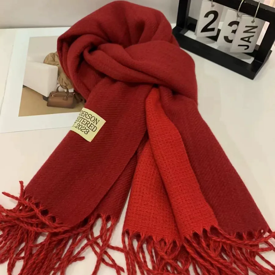 Color Block Faux Cashmere Scarf for Women