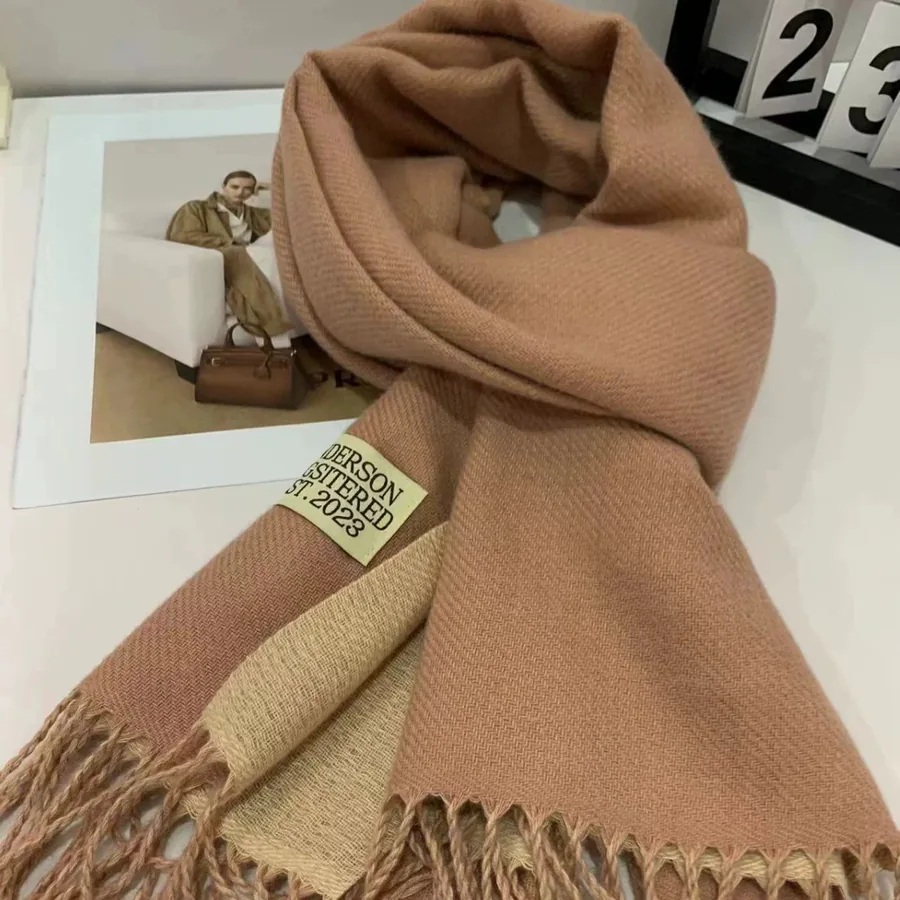 Color Block Faux Cashmere Scarf for Women view 2
