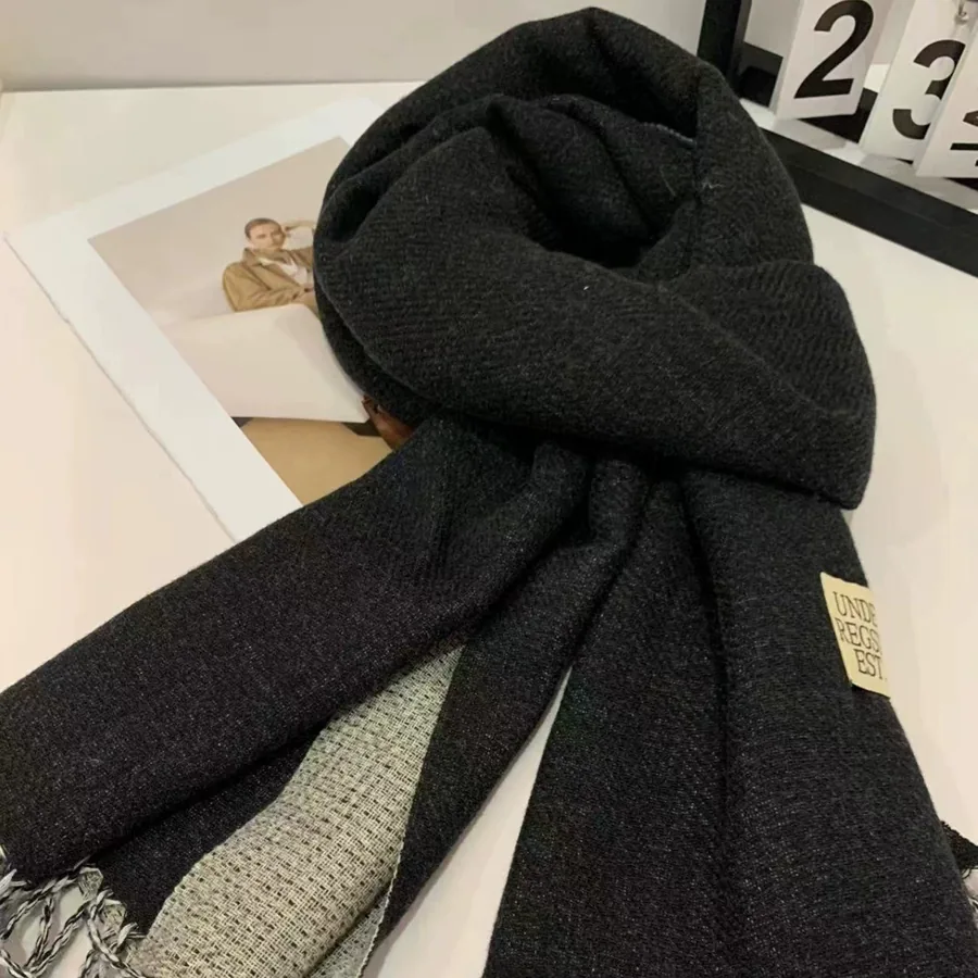 Color Block Faux Cashmere Scarf for Women view 3
