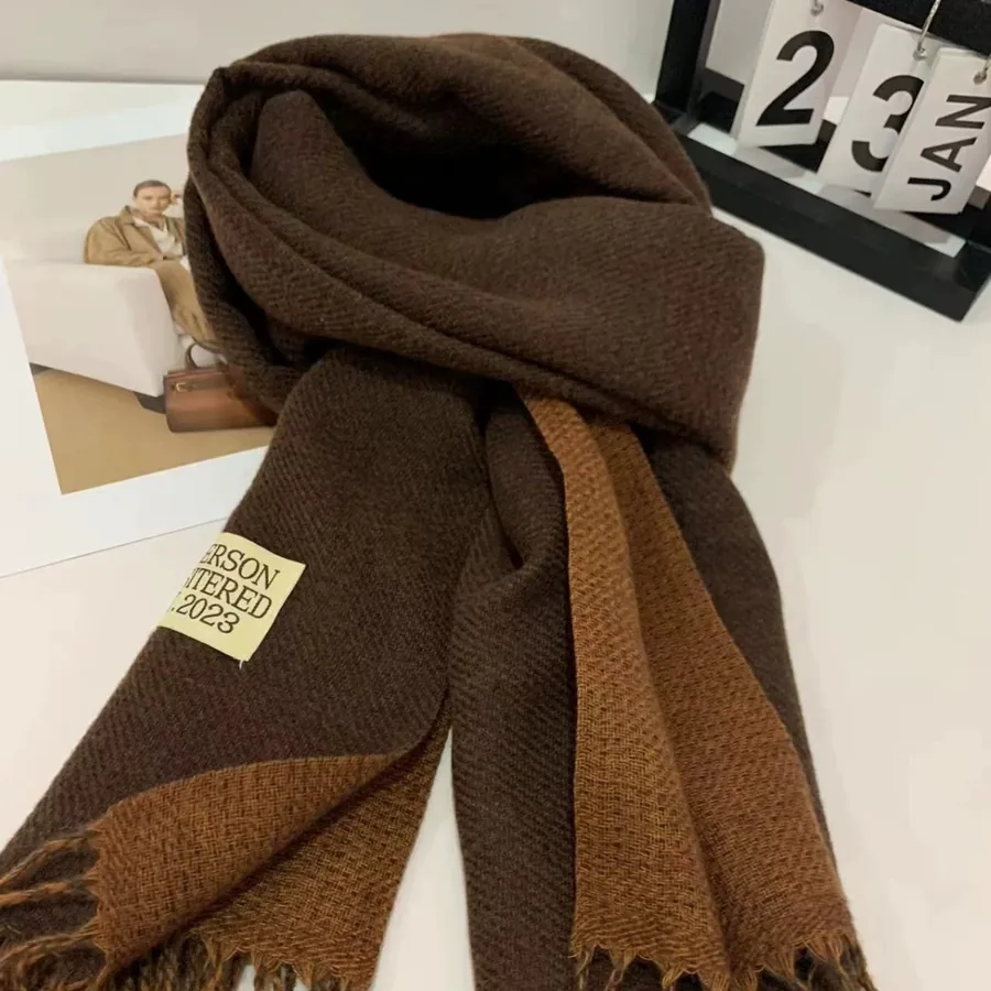 Color Block Faux Cashmere Scarf for Women view 4