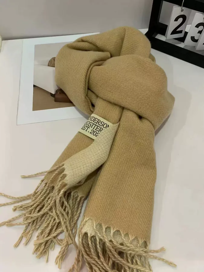 Color Block Faux Cashmere Scarf for Women view 7
