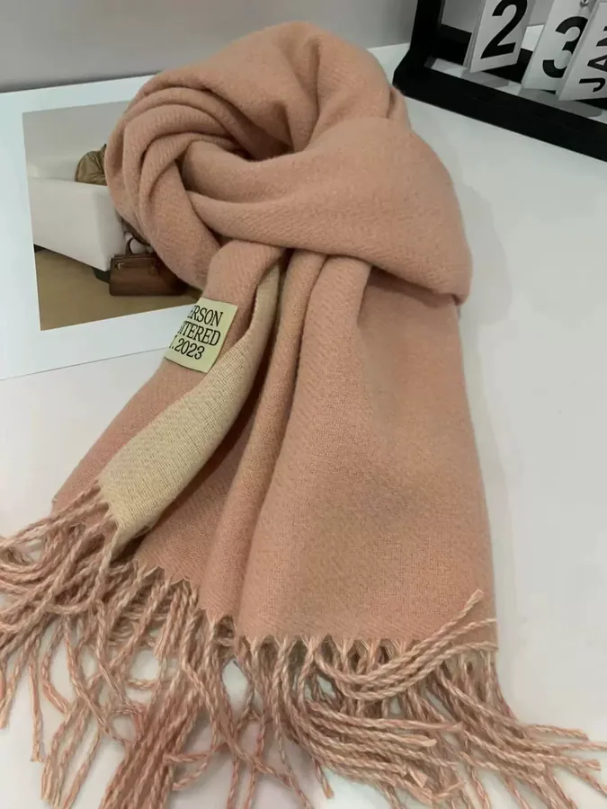 Color Block Faux Cashmere Scarf for Women view 10