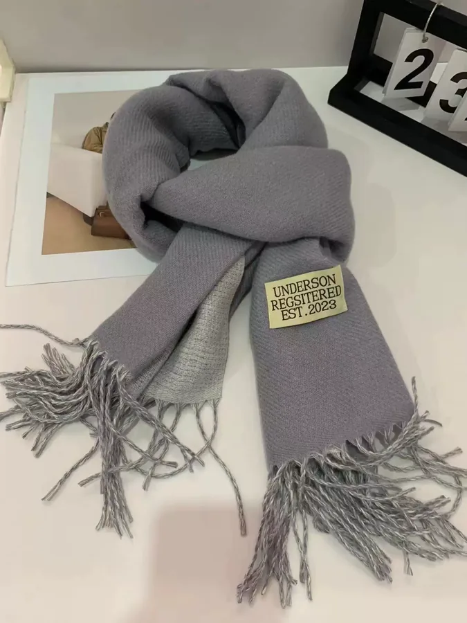 Color Block Faux Cashmere Scarf for Women view 11