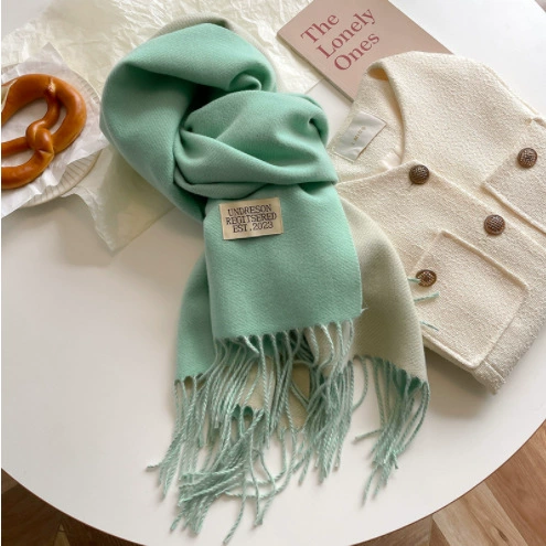 Color Block Faux Cashmere Scarf for Women view 12