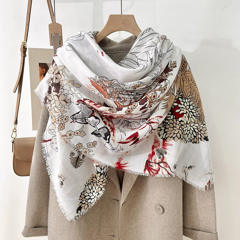 Printed Silk Scarf for Air Conditioning view 2