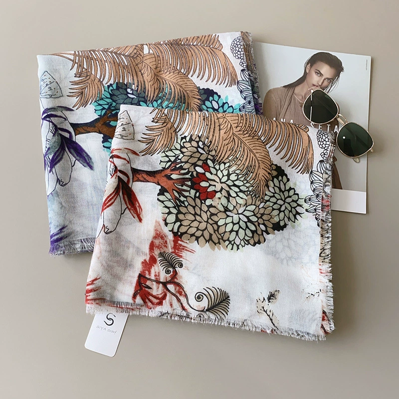 Printed Silk Scarf for Air Conditioning view 4