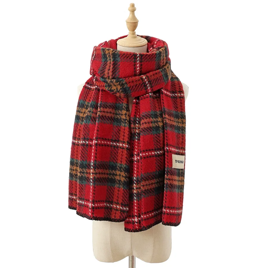 Polyester Plaid Scarf with Fringe view 6