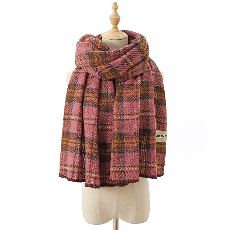 Polyester Plaid Scarf with Fringe view 8