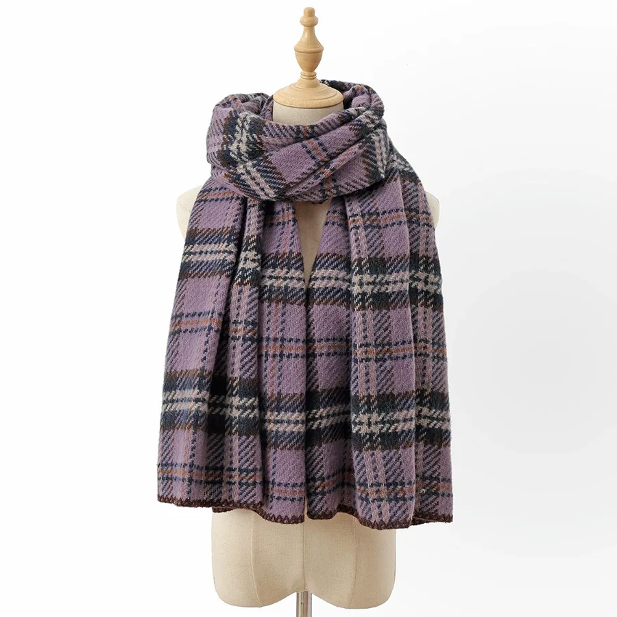 Polyester Plaid Scarf with Fringe view 9