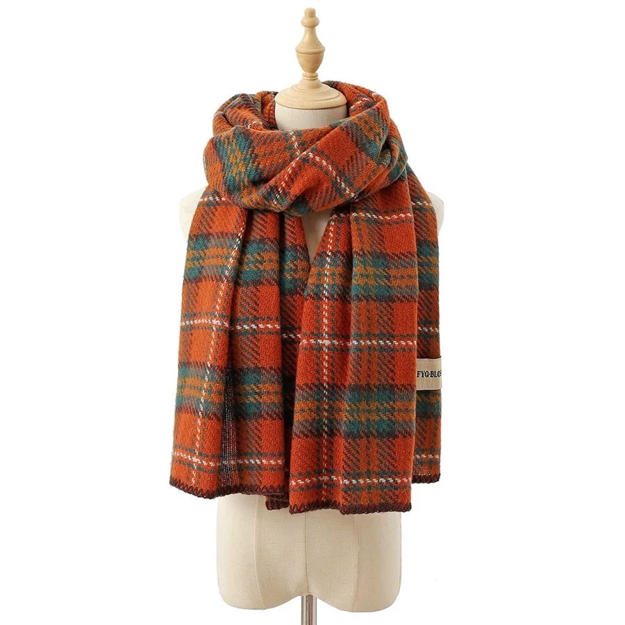 Polyester Plaid Scarf with Fringe view 10