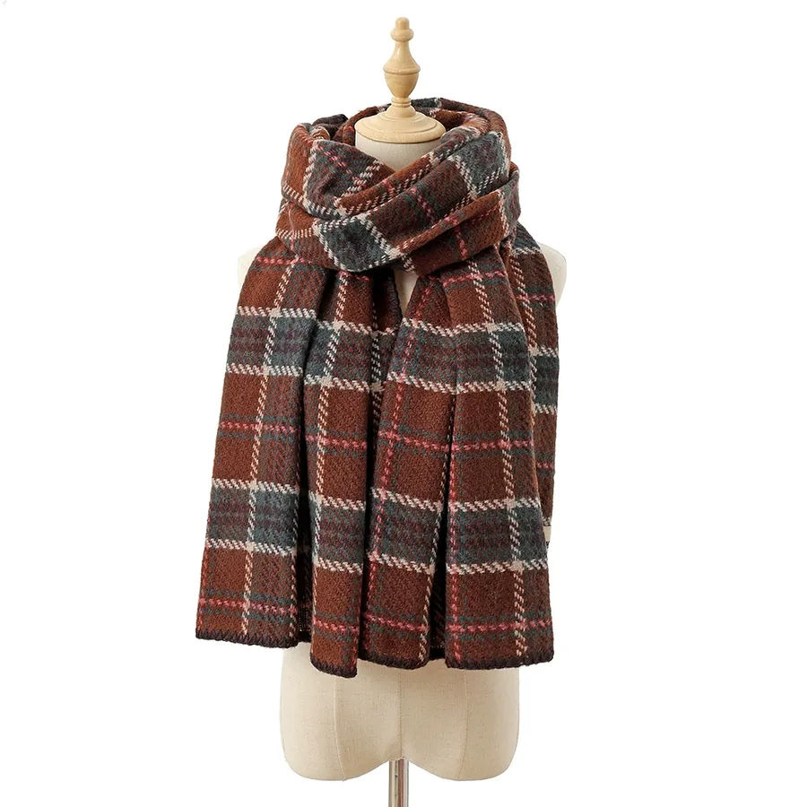 Polyester Plaid Scarf with Fringe view 11