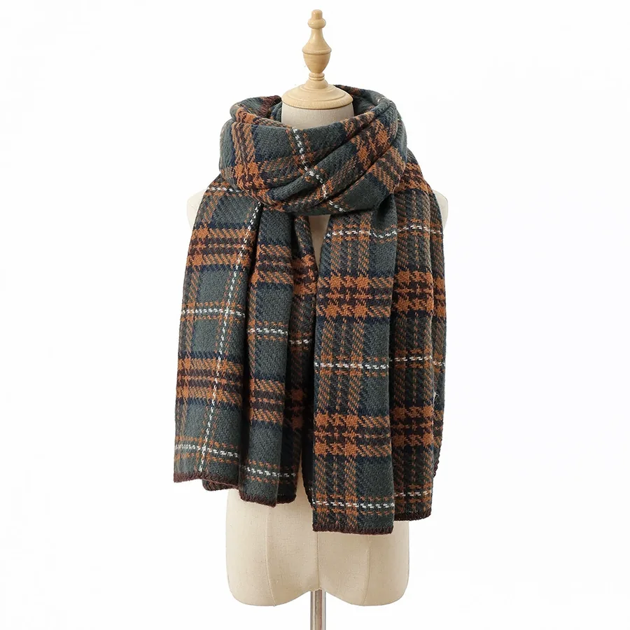 Polyester Plaid Scarf with Fringe view 12