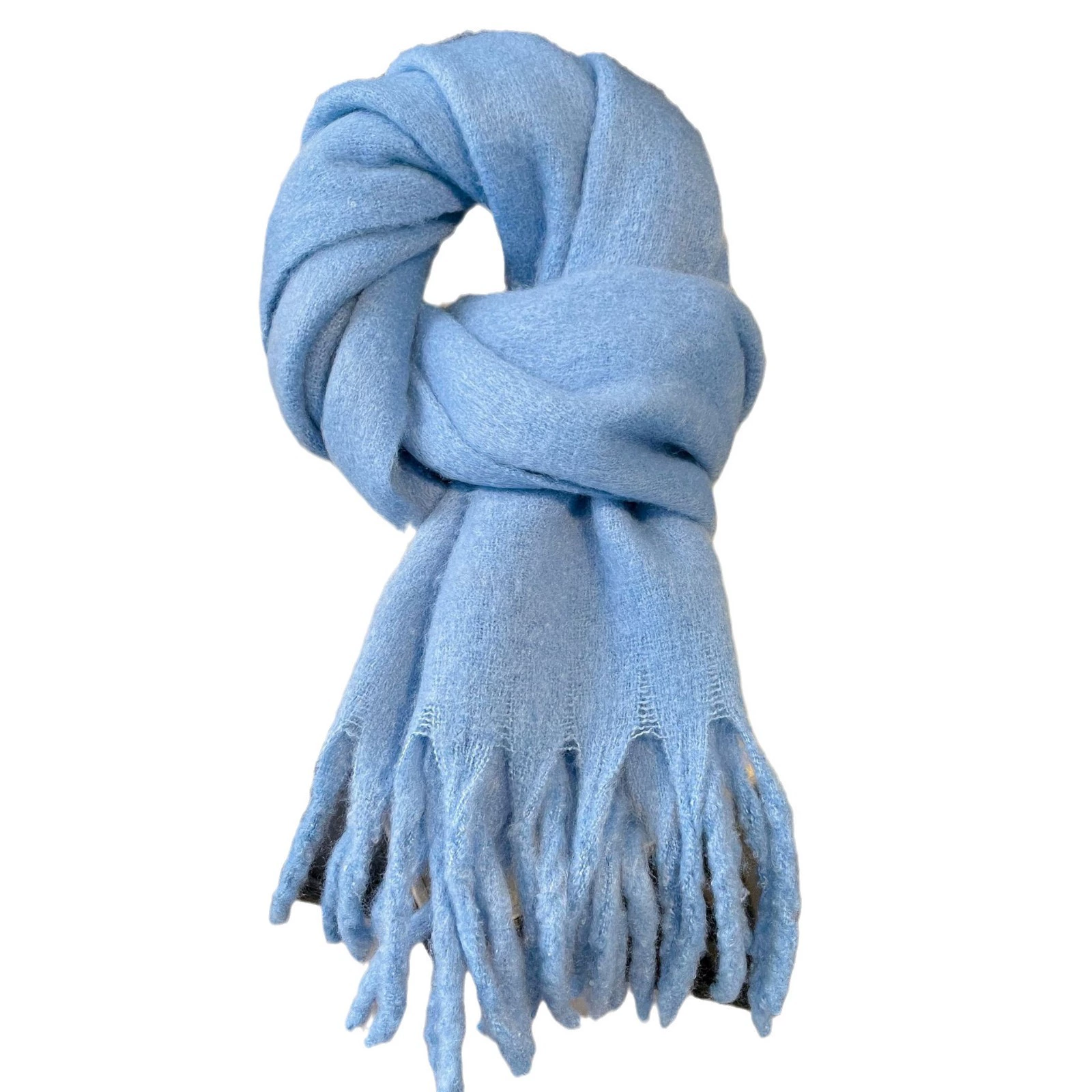 Solid Color Faux Cashmere Scarf with Fringe view 5
