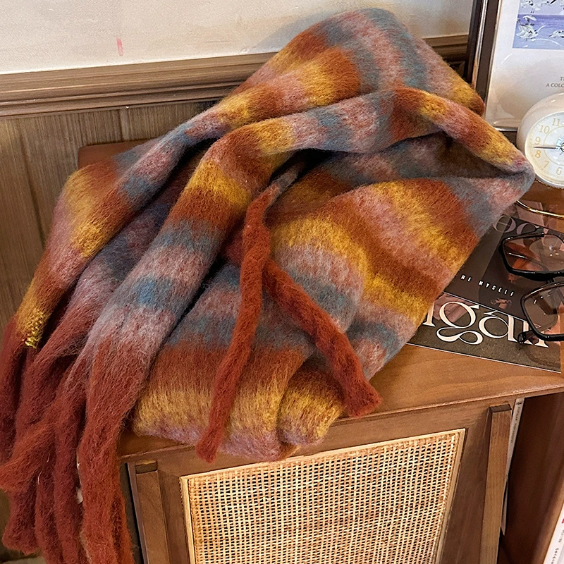 Solid Color Faux Cashmere Scarf with Fringe view 11