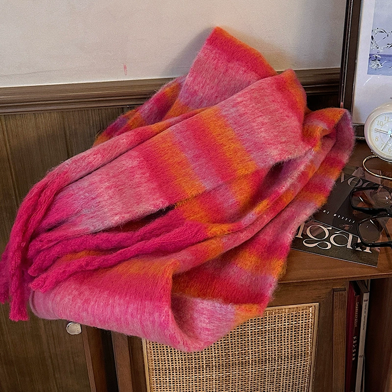 Solid Color Faux Cashmere Scarf with Fringe view 12
