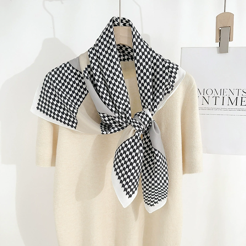 90cm Floral Print Satin Square Scarf view 3