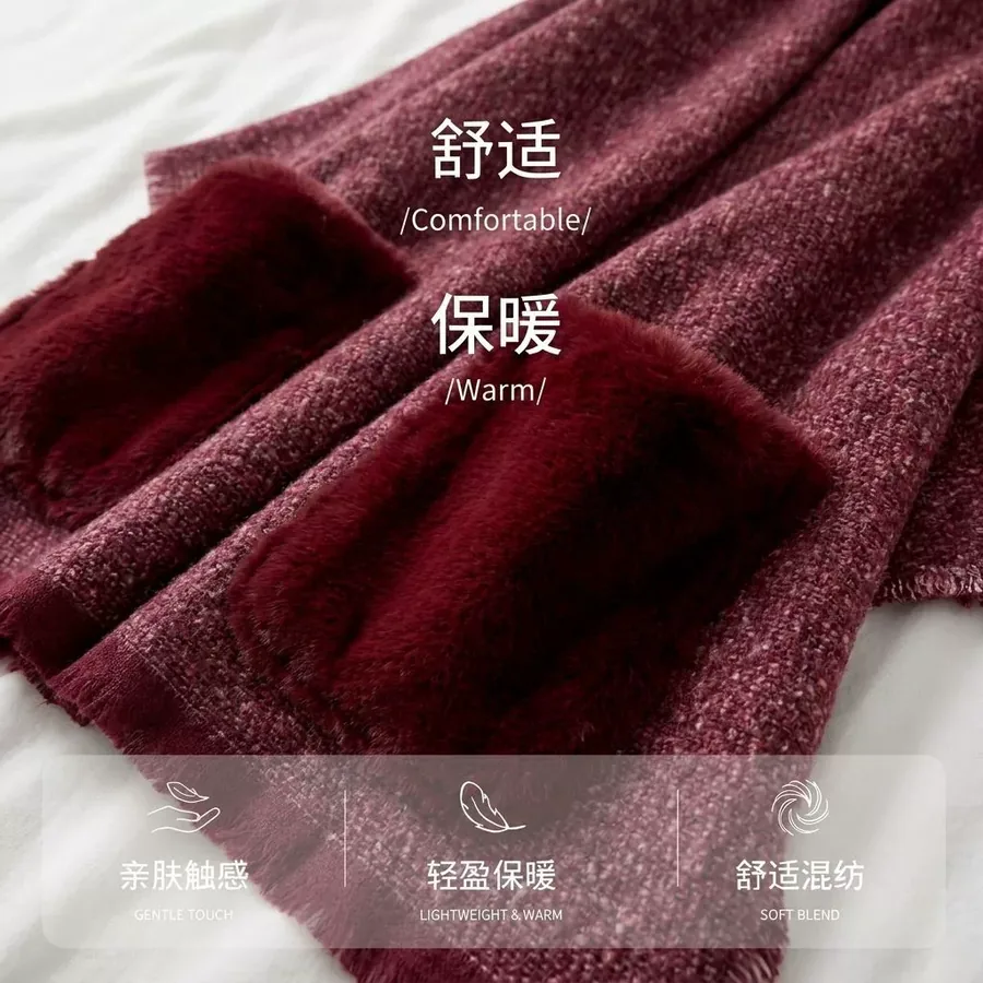 Acrylic Solid Scarf with Pocket view 4