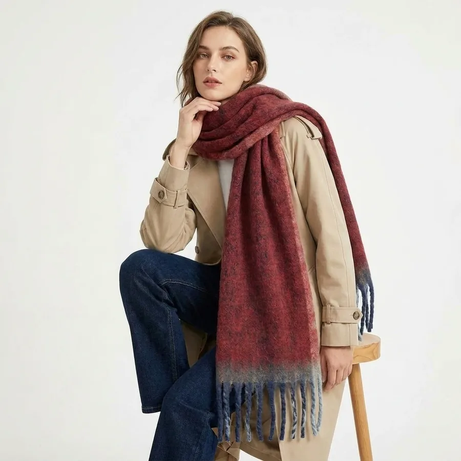 Acrylic Solid Scarf with Fringe