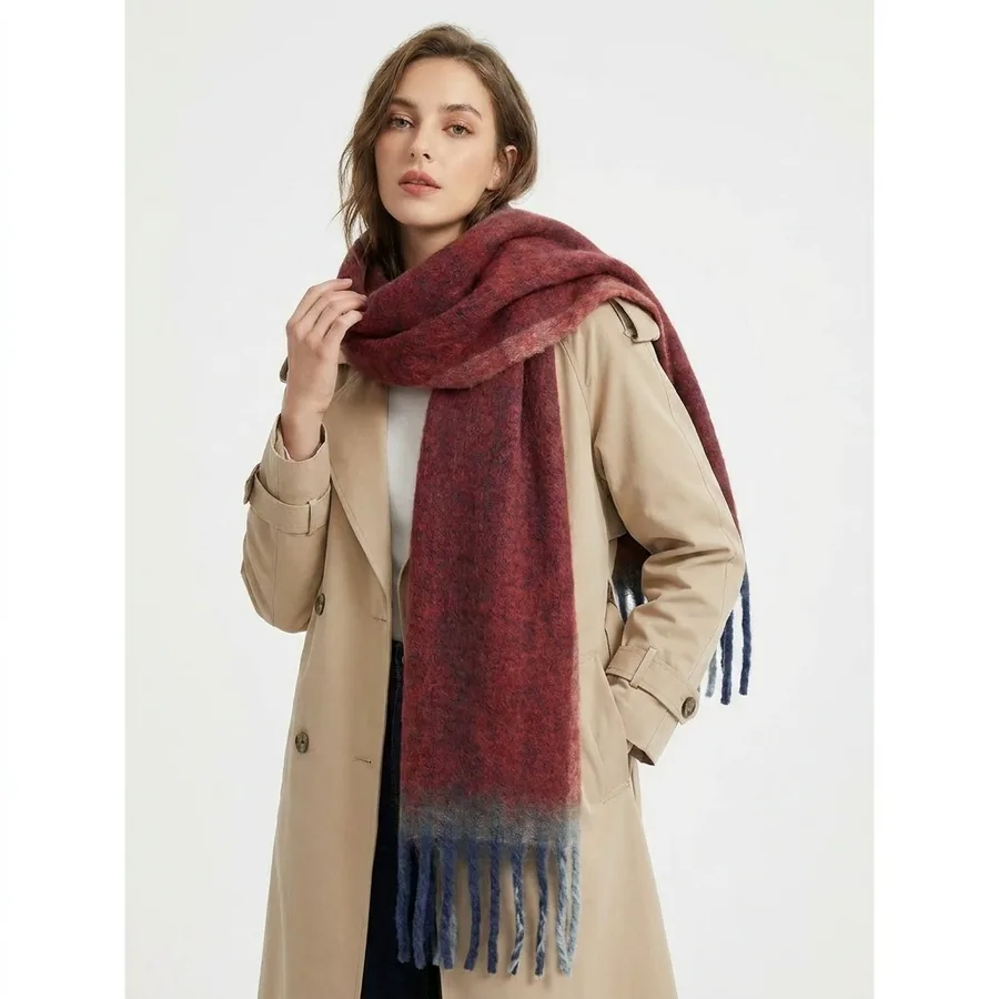 Acrylic Solid Scarf with Fringe view 2