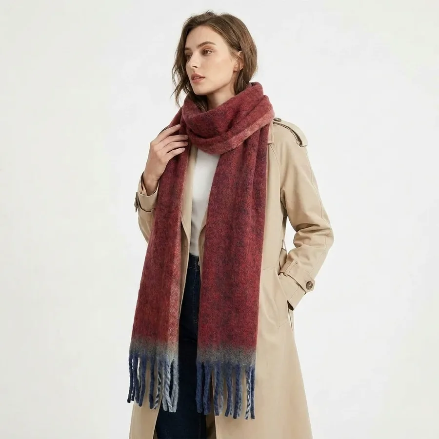 Acrylic Solid Scarf with Fringe view 3