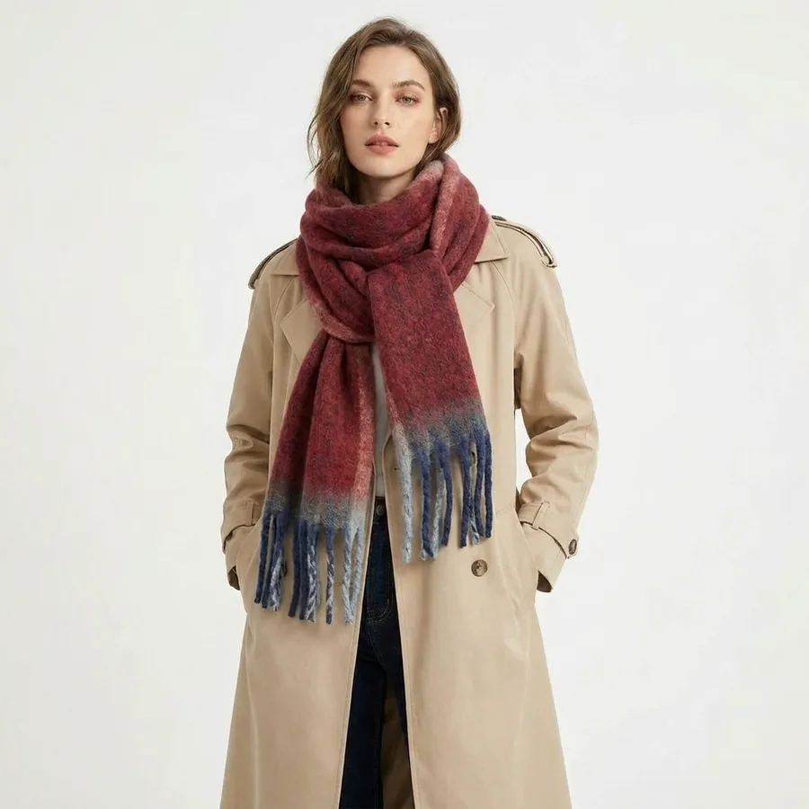Acrylic Solid Scarf with Fringe view 4