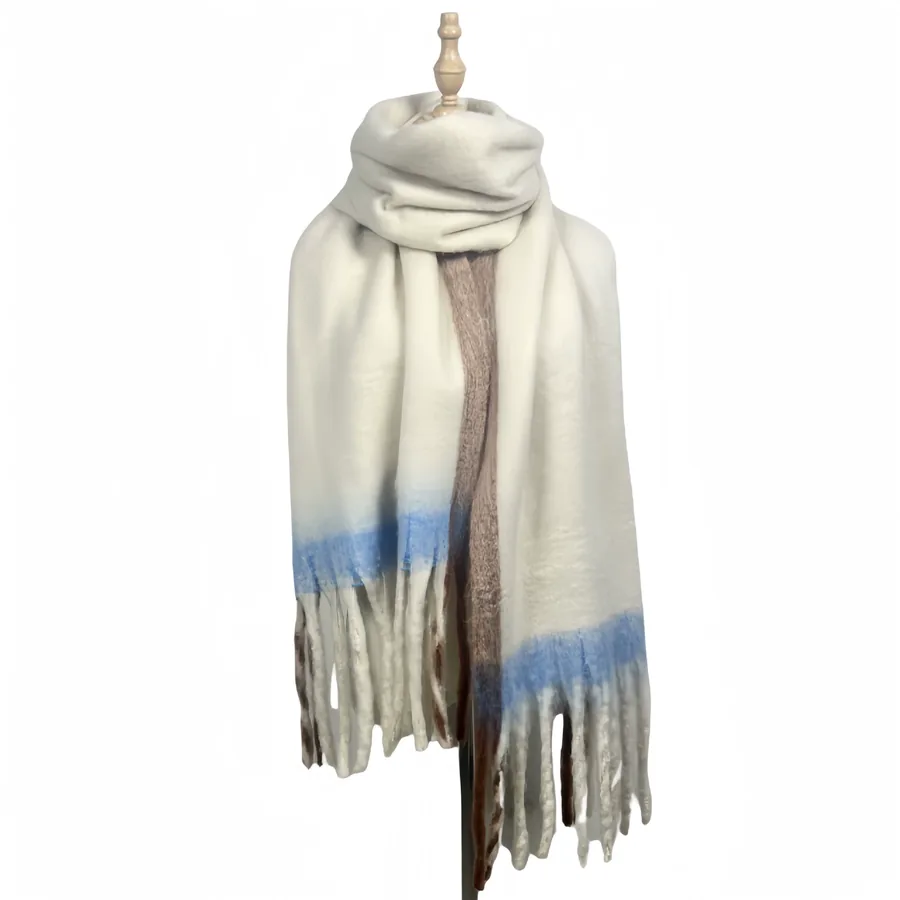 Acrylic Solid Scarf with Fringe view 6