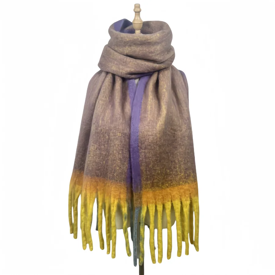 Acrylic Solid Scarf with Fringe view 7