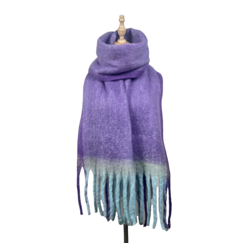 Acrylic Solid Scarf with Fringe view 8