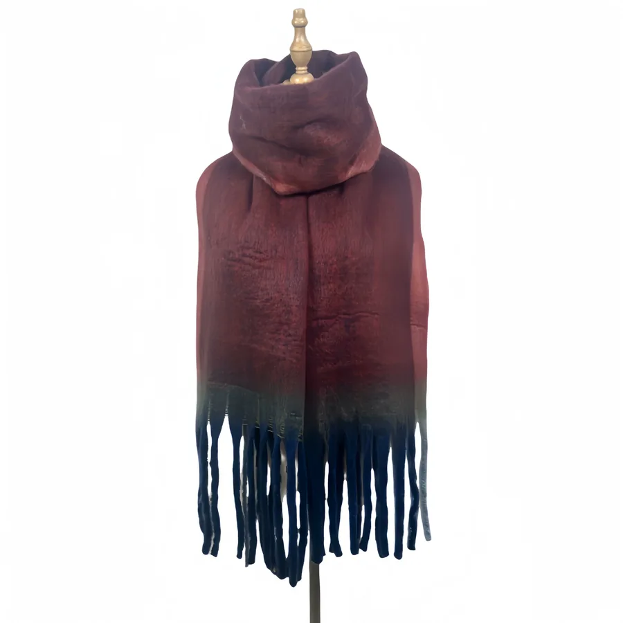 Acrylic Solid Scarf with Fringe view 9