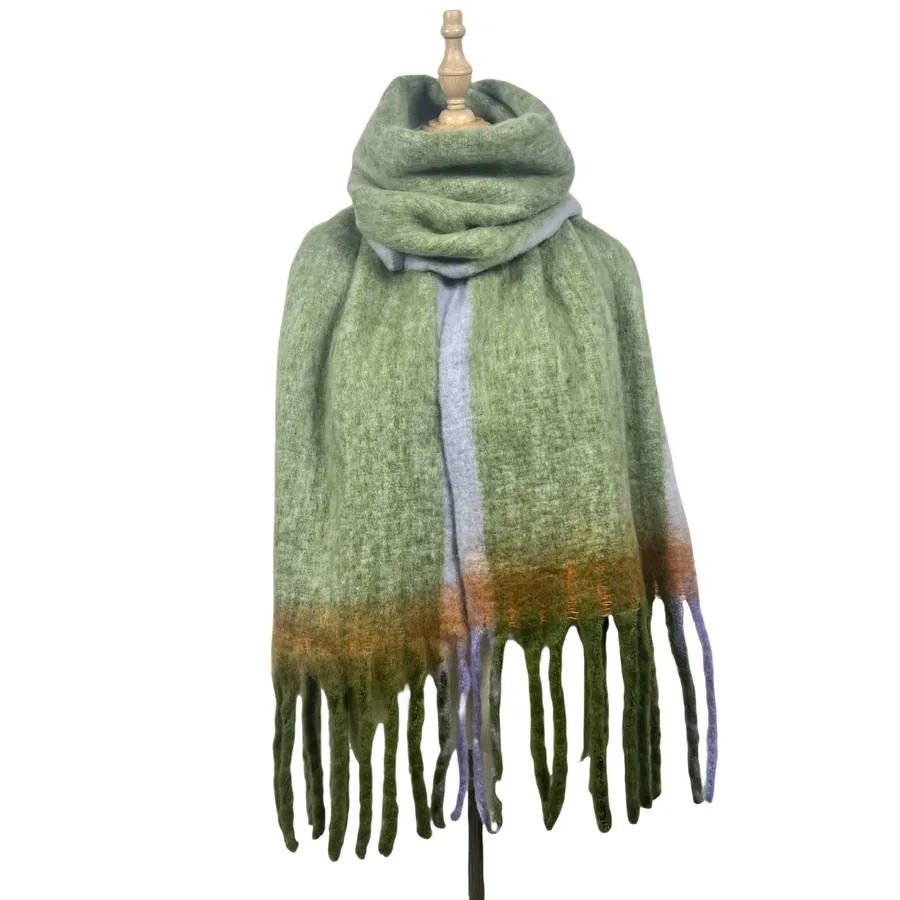 Acrylic Solid Scarf with Fringe view 10