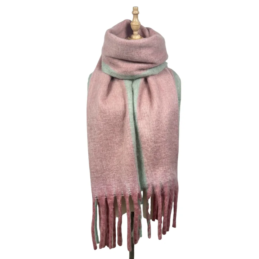 Acrylic Solid Scarf with Fringe view 12