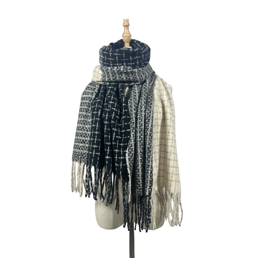 Polyester Color Block Scarf with Fringe view 8