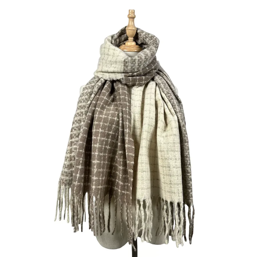 Polyester Color Block Scarf with Fringe view 9
