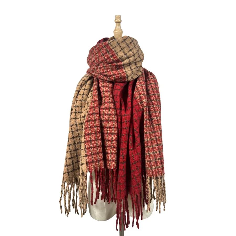 Polyester Color Block Scarf with Fringe view 10