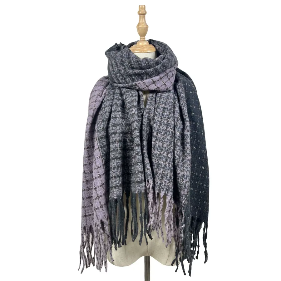 Polyester Color Block Scarf with Fringe view 12