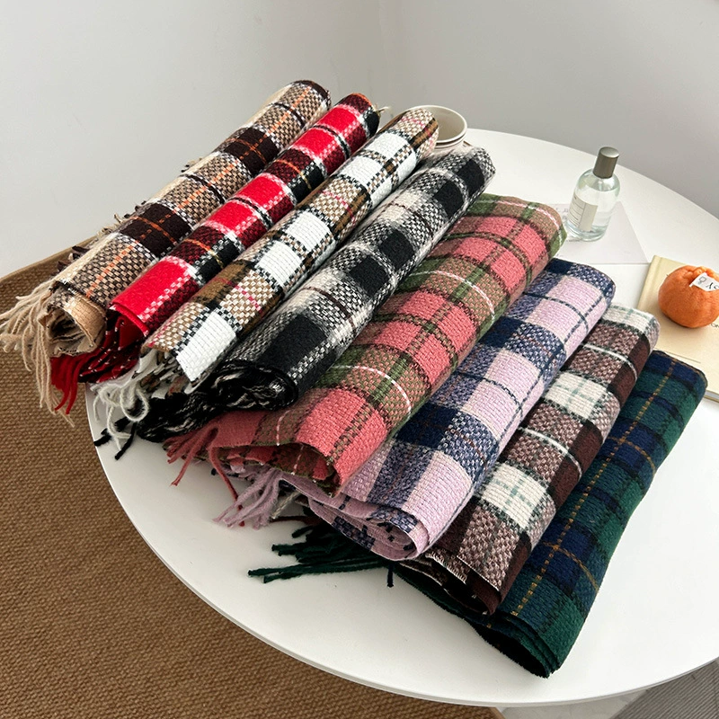 Faux Cashmere Woven Scarf with Fringe