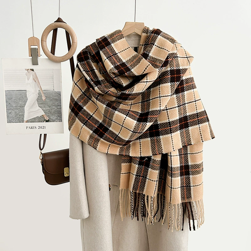 Faux Cashmere Woven Scarf with Fringe view 2