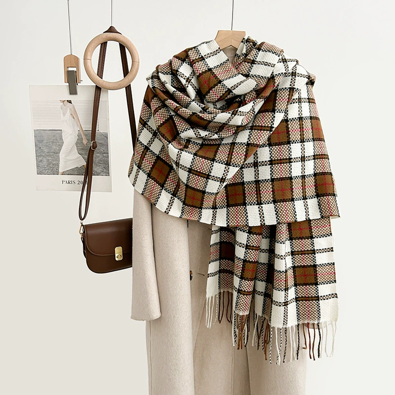 Faux Cashmere Woven Scarf with Fringe view 4