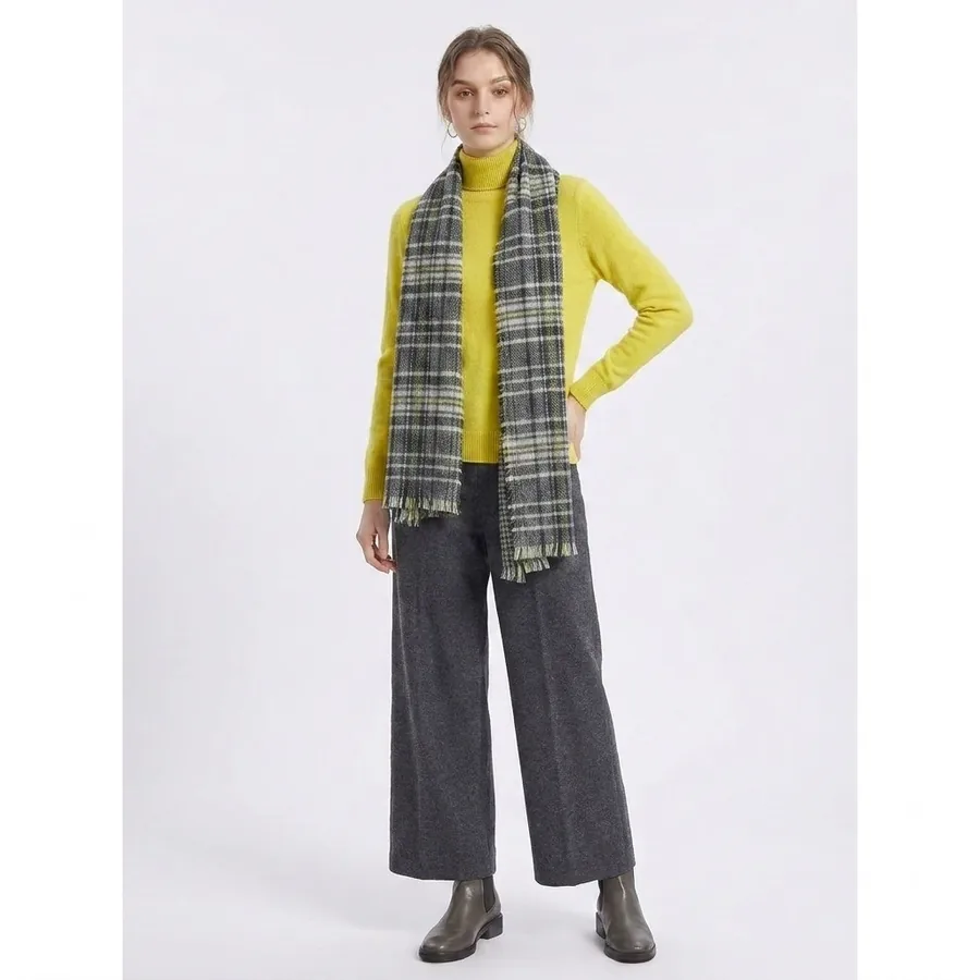 Acrylic Plaid Scarf with Fringe view 2