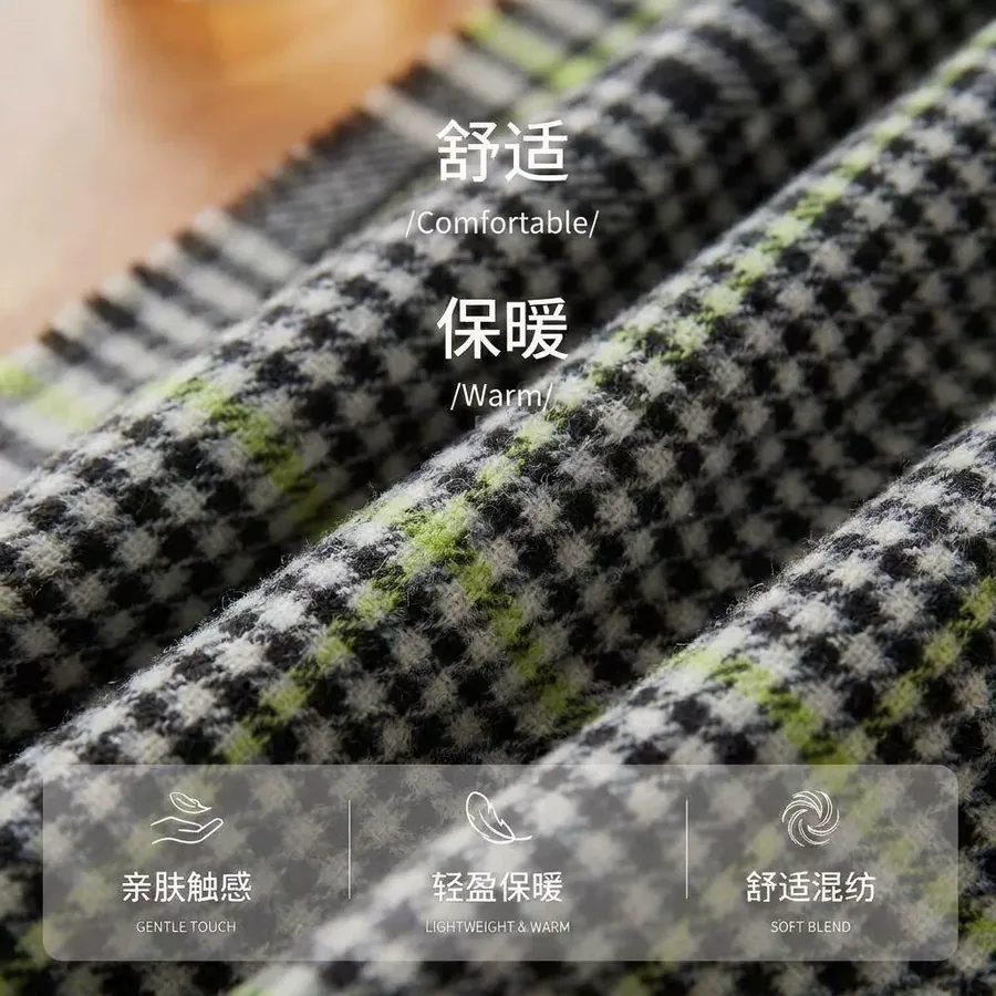 Acrylic Plaid Scarf with Fringe view 4