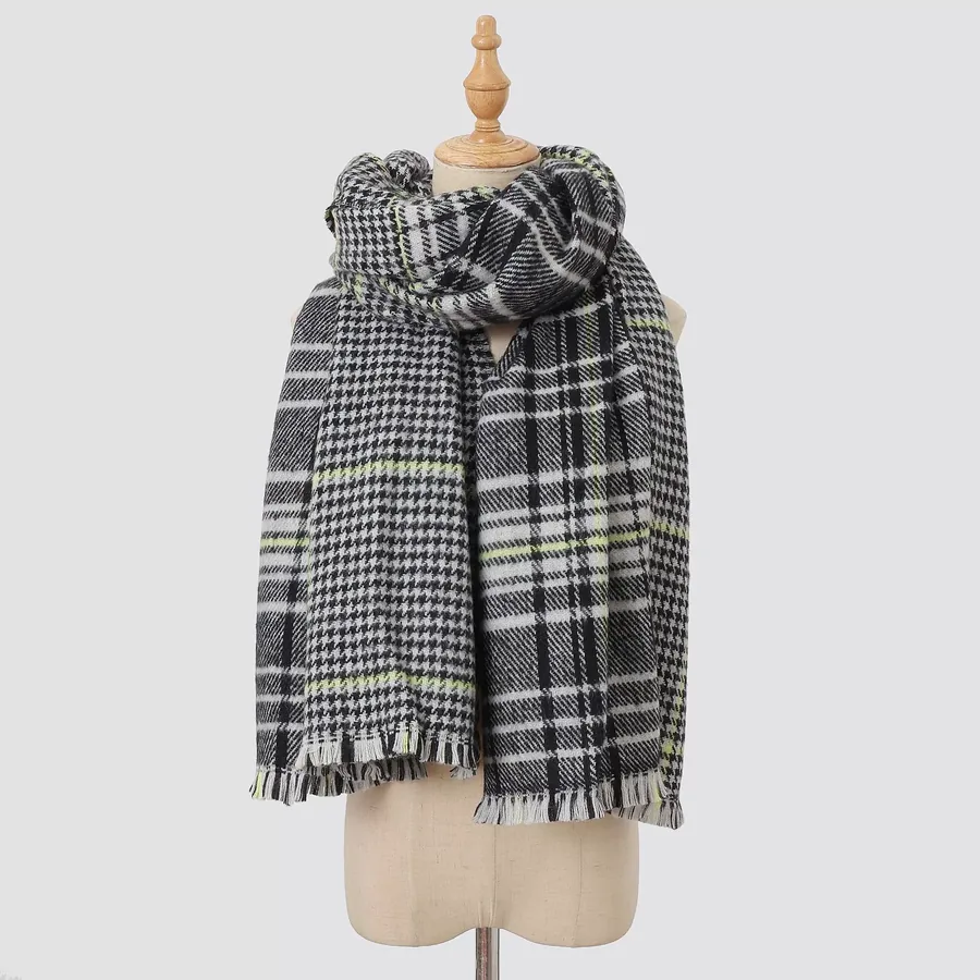 Acrylic Plaid Scarf with Fringe view 6