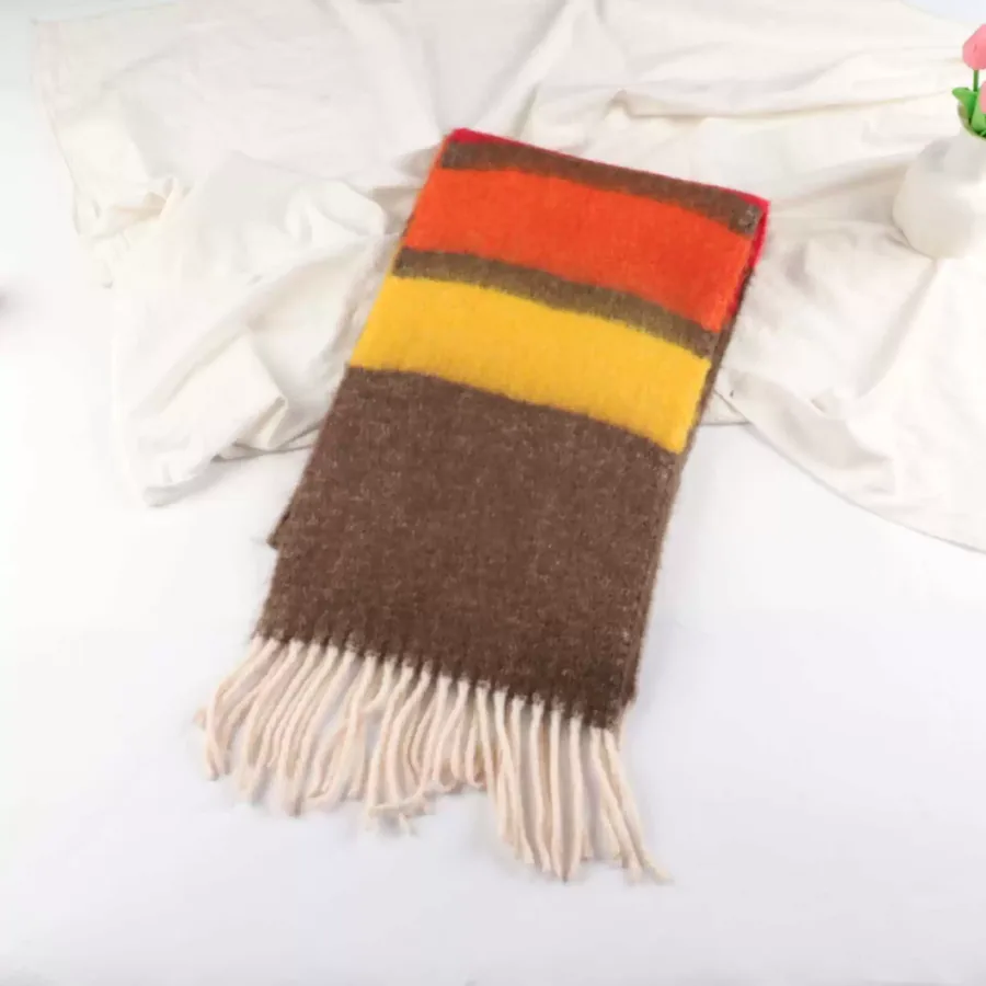 Polyester Stripe Scarf with Fringe view 8
