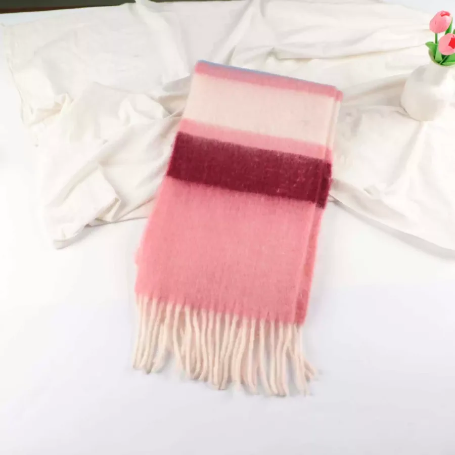 Polyester Stripe Scarf with Fringe view 10