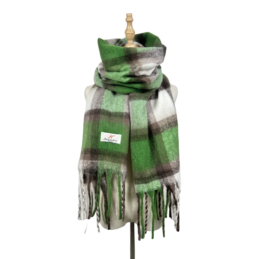 Polyester Plaid Scarf with Fringe view 11